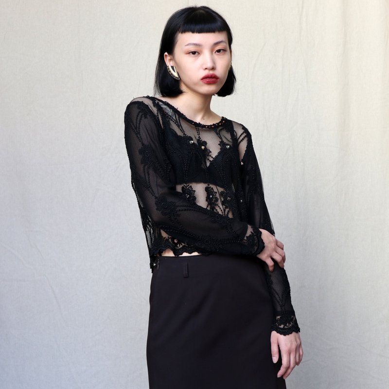 南瓜Vintage。古着 黑色 性感 镂空 上衣 - 女装上衣 - 其他材质 黑色