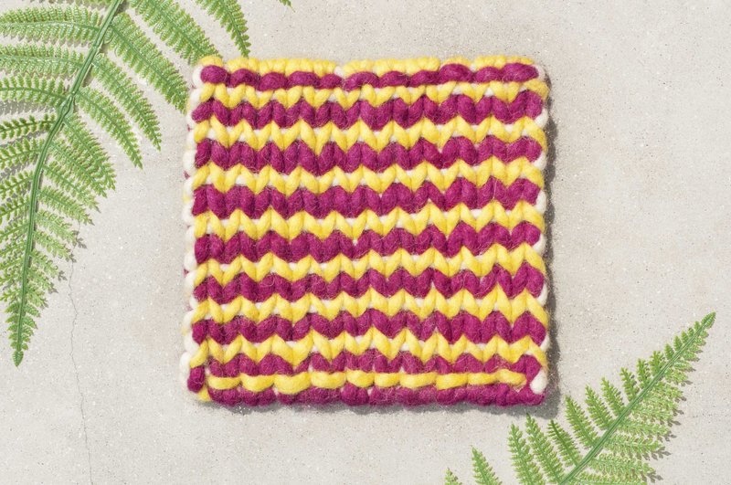 民族风森林系羊毛毡锅垫彩虹餐垫 隔热垫-南美洲黄色桃红条纹编织 - 餐垫/桌巾 - 羊毛 多色