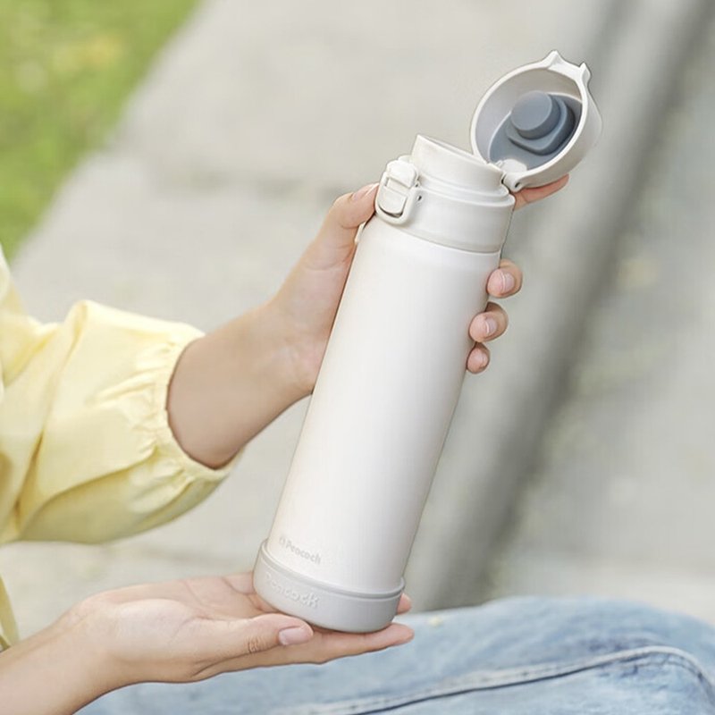 【孔雀Peacock】莫兰迪 550ML保冷杯/保温杯 弹盖直饮-白 - 保温瓶/保温杯 - 不锈钢 白色