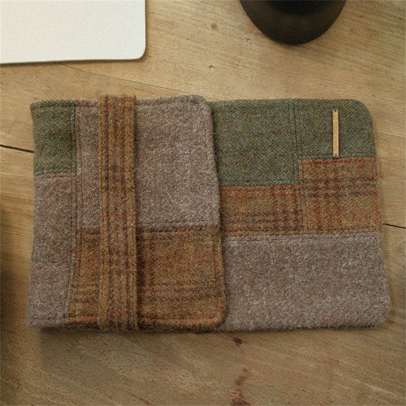 MacBook Pro 13吋 筆記本電腦包 粗花呢羊毛復古內膽保護套筆電包 - 电脑包 - 羊毛 卡其色