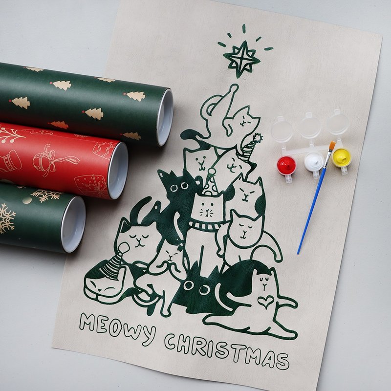 【圣诞礼物】绢印汪喵圣诞树海报/喵星圣诞树/可DIY - 海报/装饰画/版画 - 纸 绿色