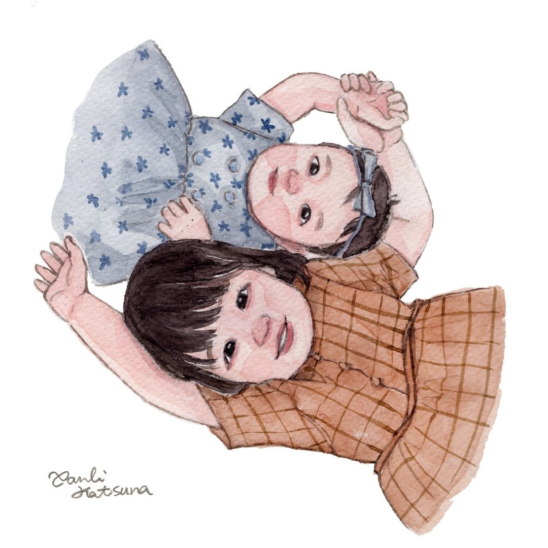 People Portrait 双人7寸画像 / 亲子 宝宝 小孩画像委托  附画框 - 订制画像 - 纸 
