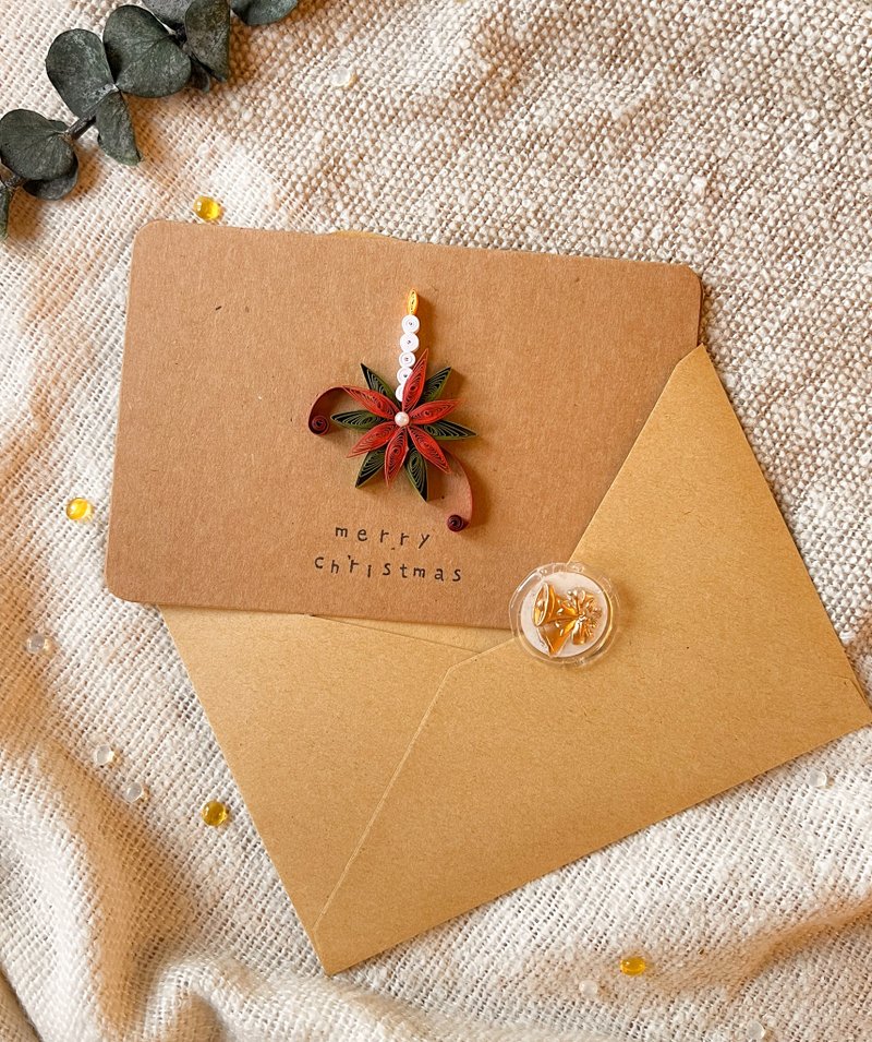 圣诞卷纸卡片—蜡烛 - 卡片/明信片 - 纸 咖啡色