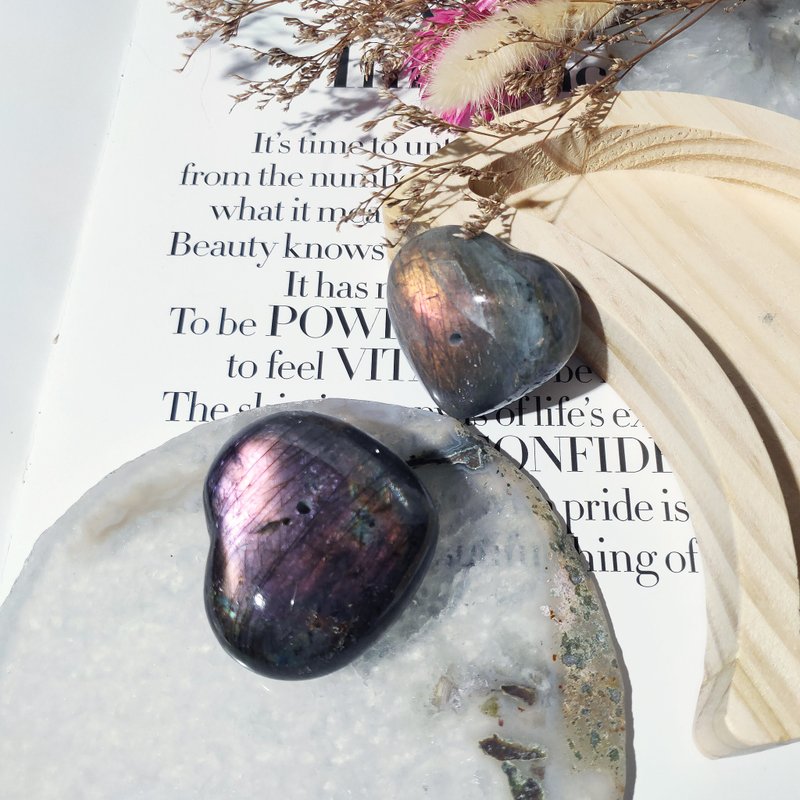 漫漫II  绝美烟紫色调爱心拉长石线香底座香插天然白玛瑙片摆件 - 摆饰 - 水晶 紫色