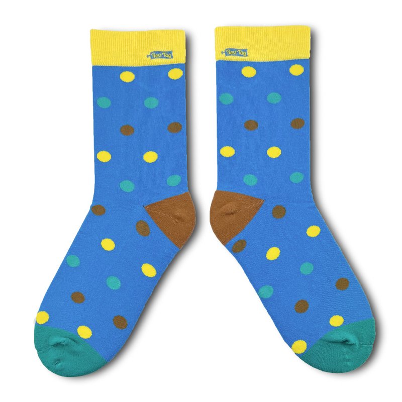 大圆点袜 蓝 - 袜子 - 棉．麻 蓝色