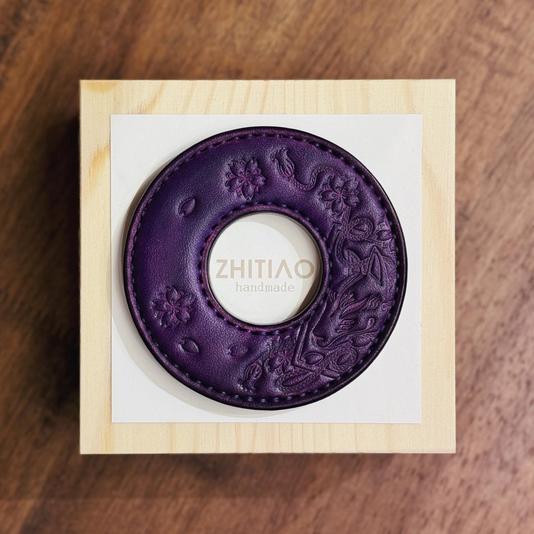 原创手工制作牛皮剑道刀镡 御先稻荷 紫色 剑锷 Tsuba - 运动配件 - 真皮 紫色