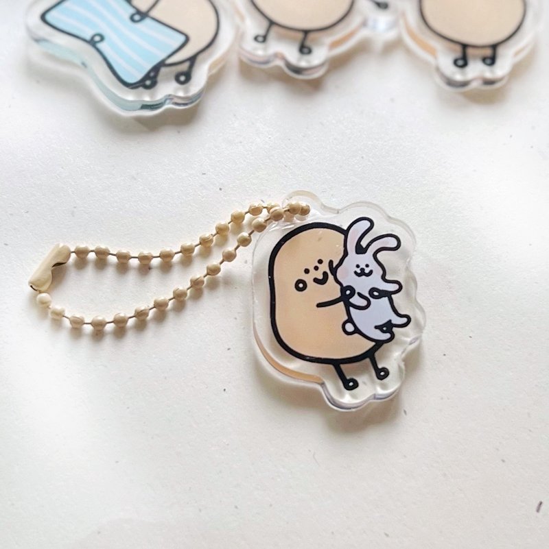 小薯锁匙扣 - 小薯与小白兔 - 钥匙链/钥匙包 - 塑料 卡其色