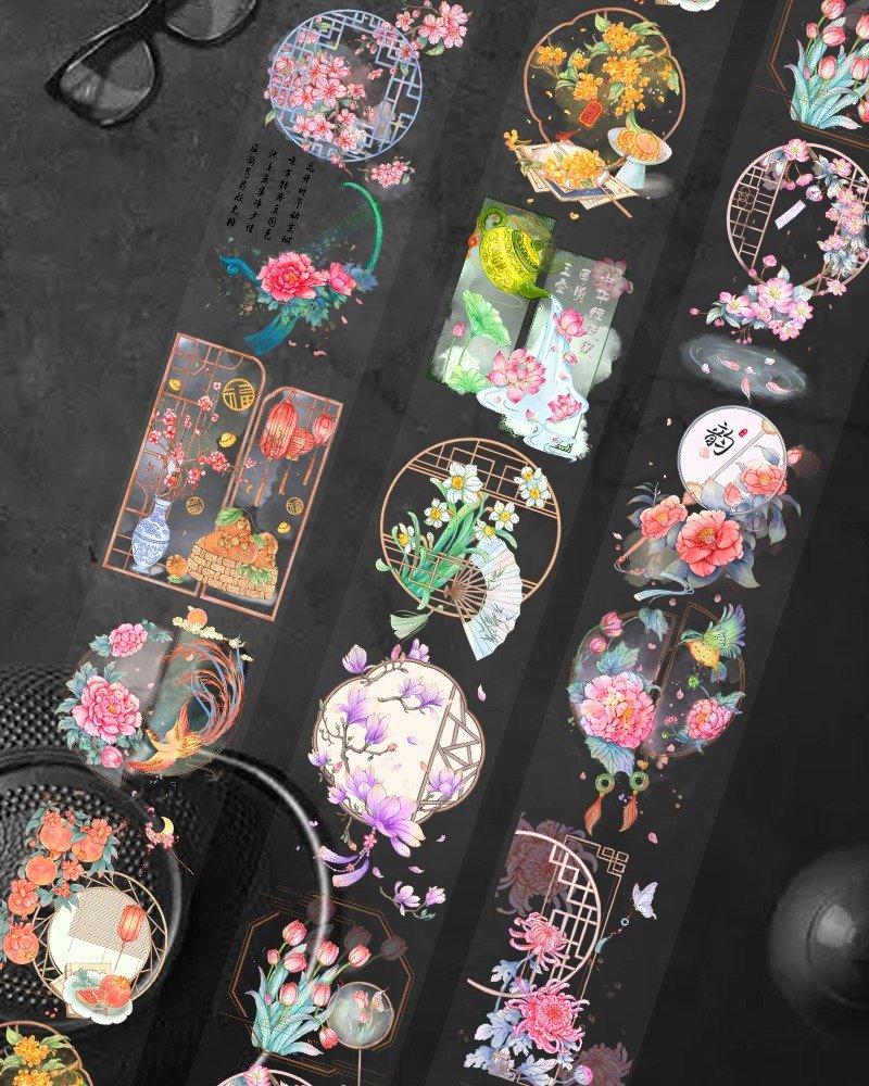 花神令 PET 纸胶带 白墨 贝壳光 10米卷 - 纸胶带 - 塑料 多色