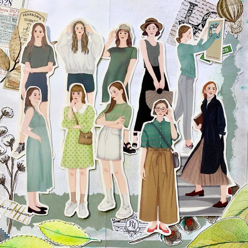 青新女孩 - 贴纸 - 纸 