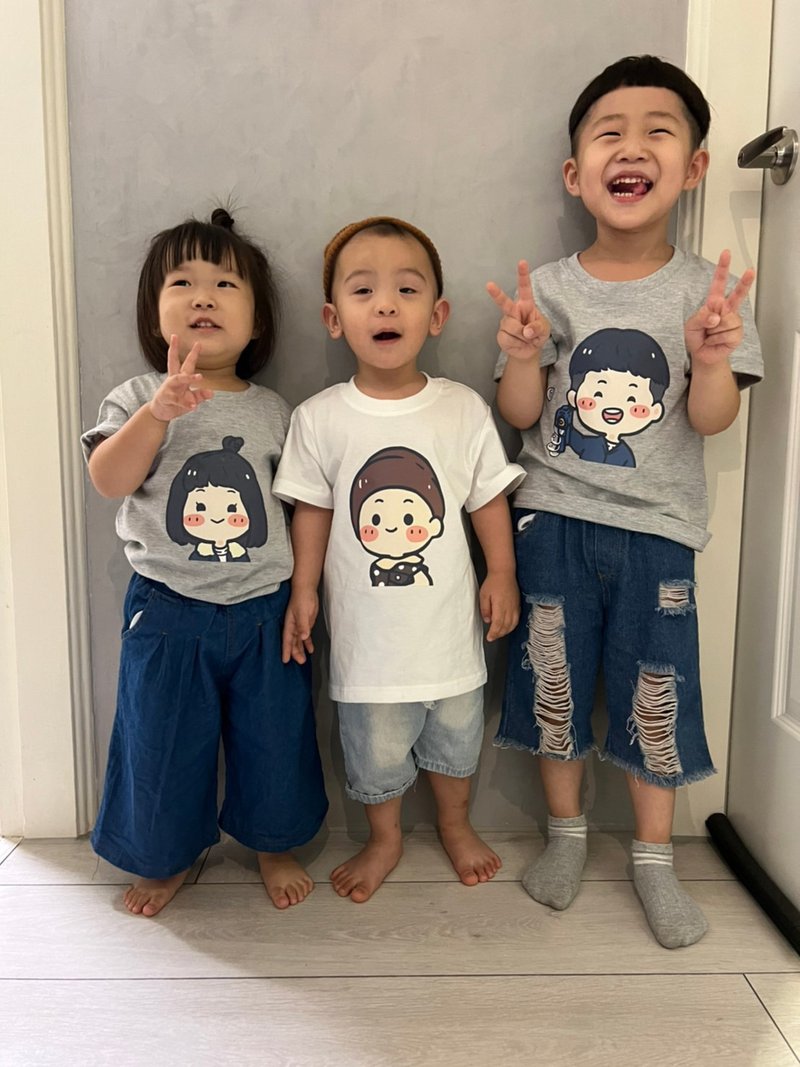 孩子穿上自己吧 定制化亲子装、情侣T 手绘订制 似颜绘 手绘礼物 - 童装上衣 - 棉．麻 粉红色