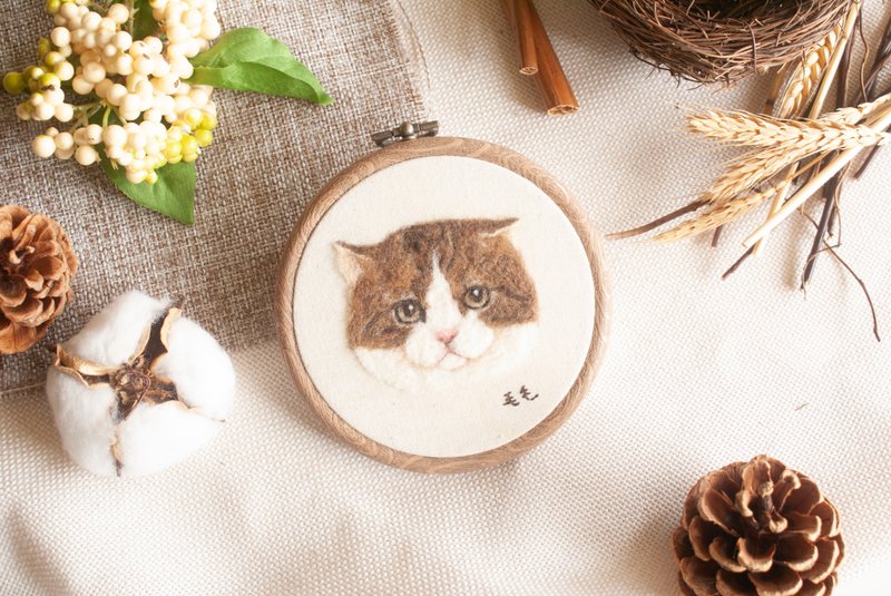 拟真宠物猫 羊毛刺绣框画 - 摆饰 - 羊毛 多色