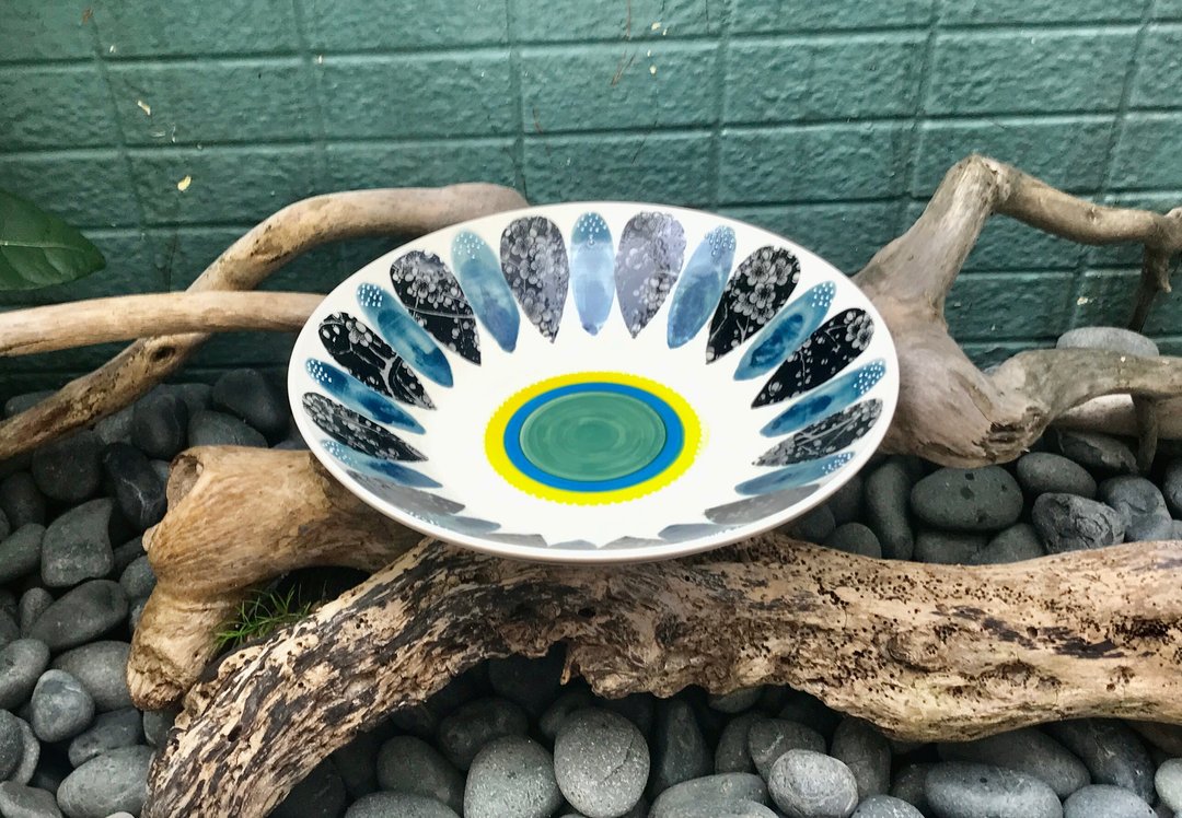 炫彩艺术陶餐盘 手工陶瓷餐具 餐盘 沙拉盆 沙拉盘 水果盘 深盘 - 盘子/餐盘/盘架 - 陶 多色