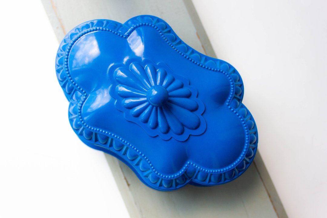 Vintage jewelry box Blue box with lid Celluloid plastic jewelry box - 其他 - 塑料 蓝色