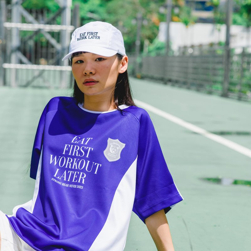 先吃再运动 (蓝色) - 夜光运动衫 - 中性连帽卫衣/T 恤 - 其他材质 蓝色