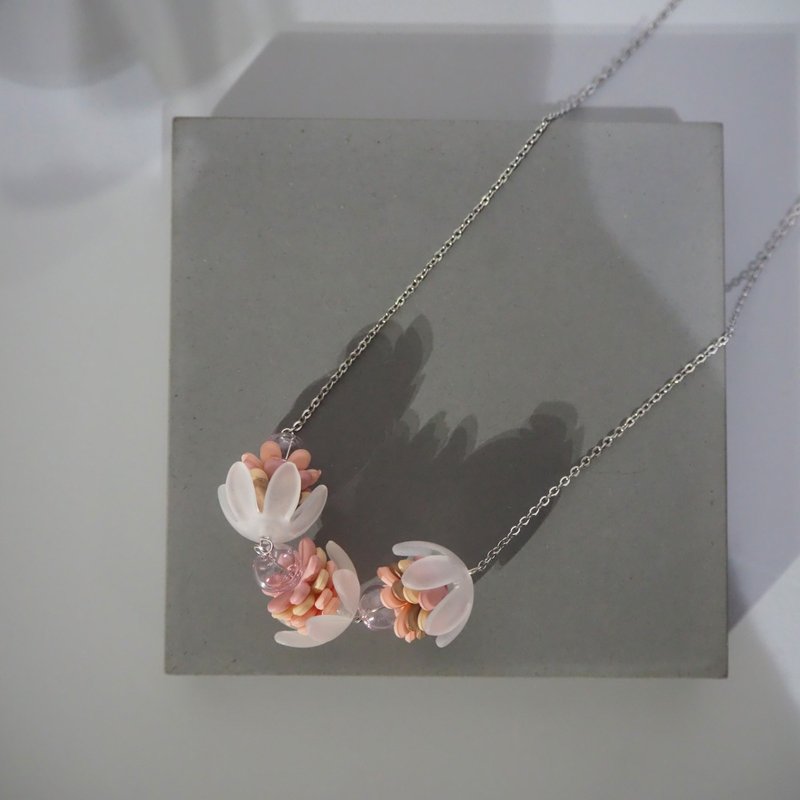 日本初桜开限定系列 | 925 纯银樱花颈錬 | SAKURA 串珠手工饰品 - 项链 - 纯银 粉红色