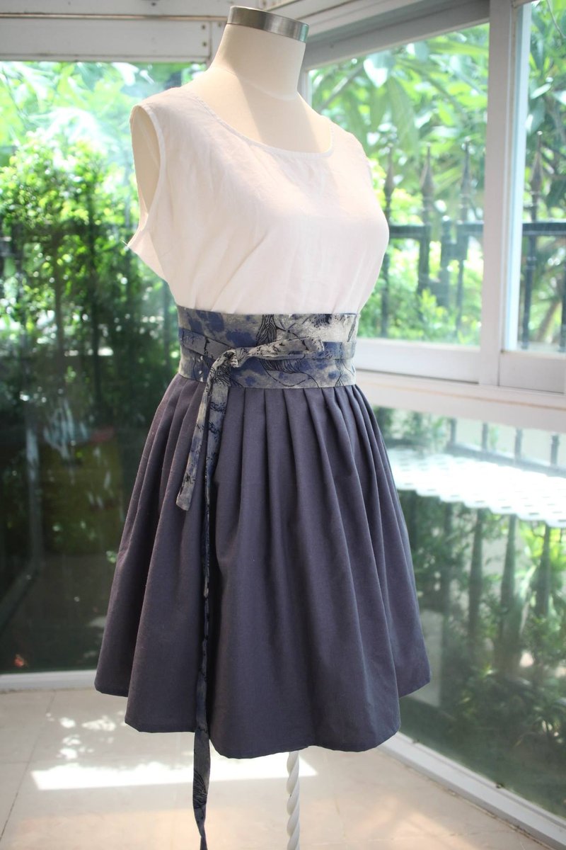 Handmade by Cherry 日常韩服 - 限量版 水墨风格韩服裙 - 裙子 - 棉．麻 蓝色