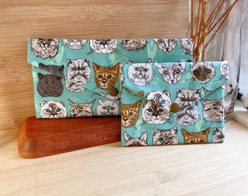 双层防水收纳袋 口罩收纳袋 个性猫 - 化妆包/杂物包 - 防水材质 黄色