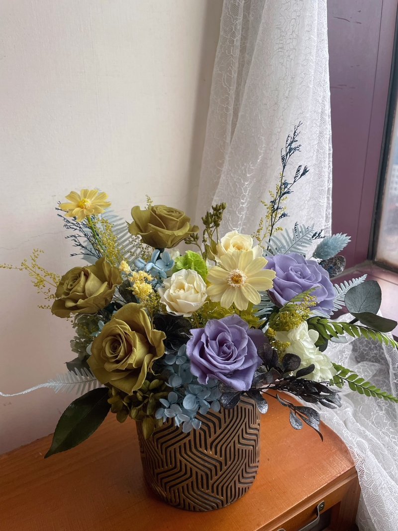 【花诉花艺】抹茶绿蓝玫瑰永生花/开幕花礼/升迁花礼/祝贺花礼/ - 干燥花/捧花 - 植物．花 