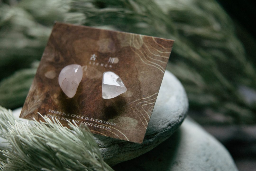 CRACK | 矿物系耳环 |  EARRINGS - 耳环/耳夹 - 水晶 粉红色