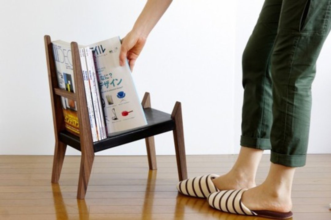 【book rest chair】高质感皮革 椅子造型 杂志 书 收纳架 - 书架/书挡 - 木头 黑色