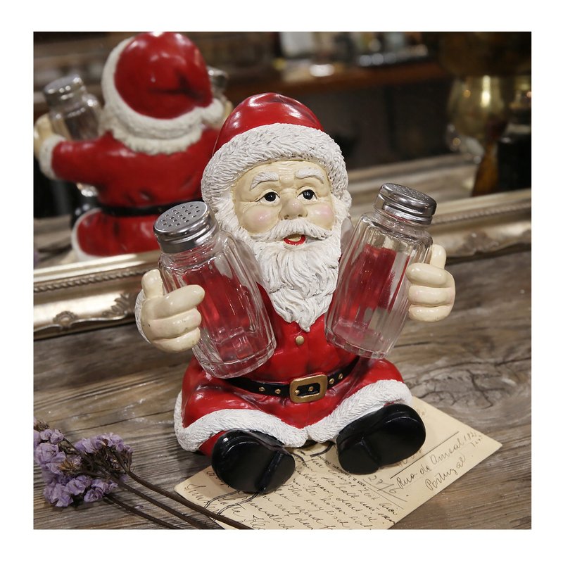 老件.圣诞老人造型调味料罐组合.盐罐.胡椒罐.玻璃罐.未使用过 - 摆饰 - 其他材质 