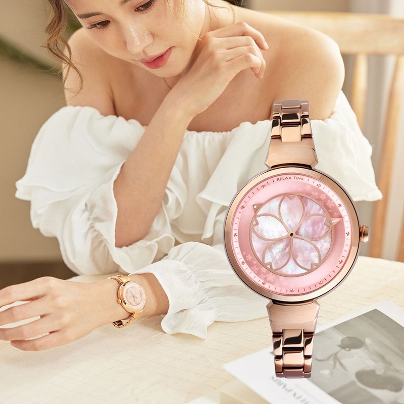 RELAX TIME 年度表款绽放樱花系列 玫X粉RT-72-1 - 女表 - 不锈钢 粉红色