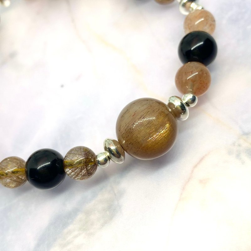 日向金 //天然矿石纯银手链 - 手链/手环 - 水晶 橘色