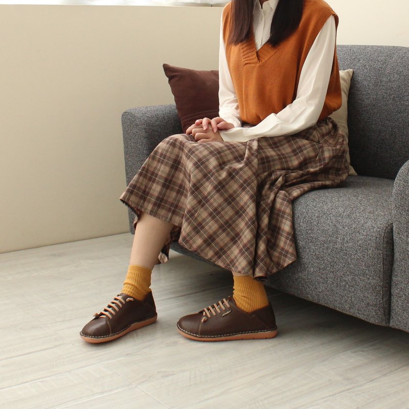 【宽脚友善】MIT舒适馒头鞋。真皮。可可咖2918 - 女款休闲鞋 - 真皮 咖啡色