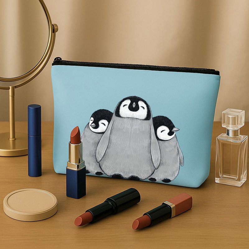 万用防泼水化妆包/收纳包 _ 小企鹅款 - 化妆包/杂物包 - 聚酯纤维 蓝色