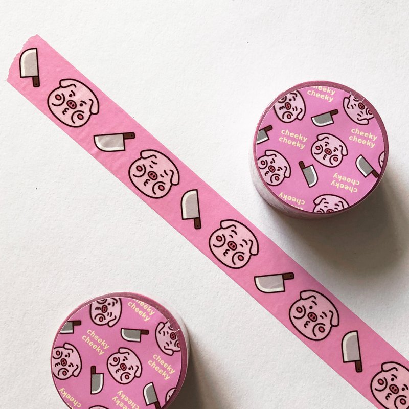cheeky cheeky 厚面子 厚面猪 和纸胶带 贴纸 - 纸胶带 - 纸 白色
