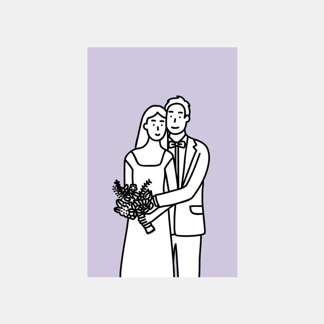 Wedding Postcard (Purple/2EA) - 卡片/明信片 - 纸 紫色