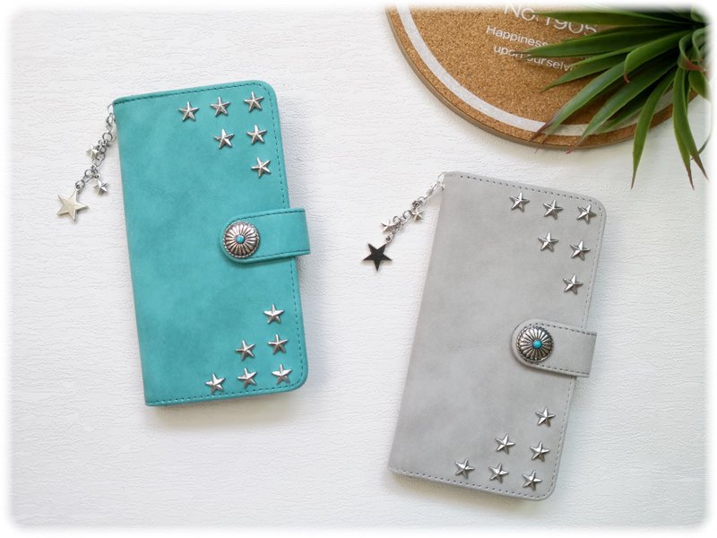 星星镶嵌智能手机保护壳笔记本电脑保护壳 iPhone 12 XR iPhone 11 Xperia 10 IV Galaxy S23 Android - 手机壳/手机套 - 人造皮革 