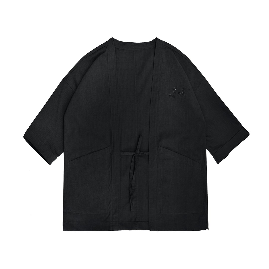 oqLiq - Project 01 - Braille Noragi 野良着 (黑) XL - 男装外套 - 聚酯纤维 黑色