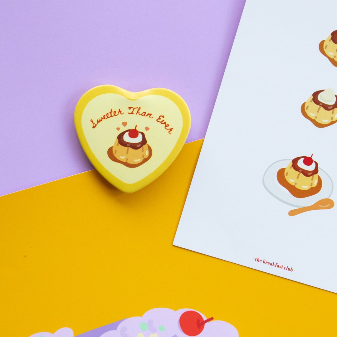 Heart Badge - Sweeter than ever - 胸针 - 塑料 黄色