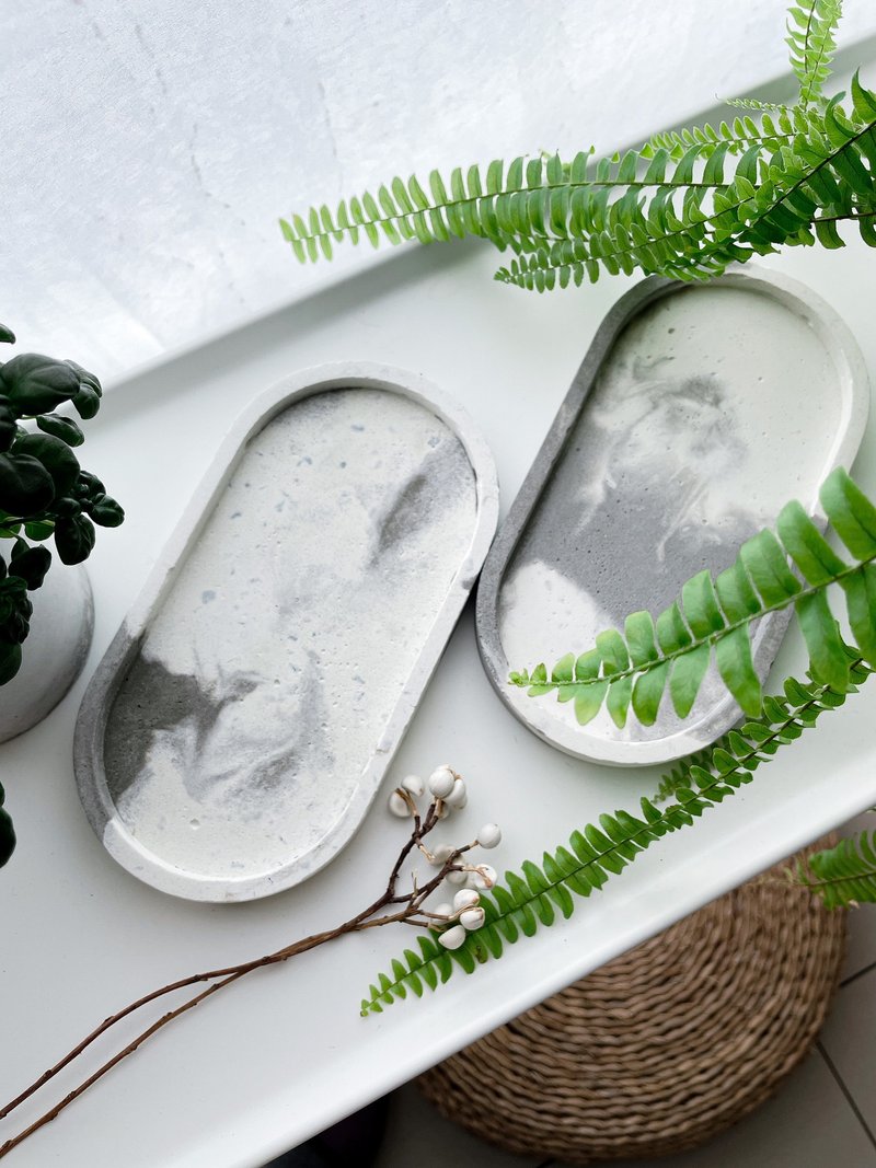 椭圆水泥盘-水泥饰品盘.置物盘 - 摆饰 - 水泥 灰色