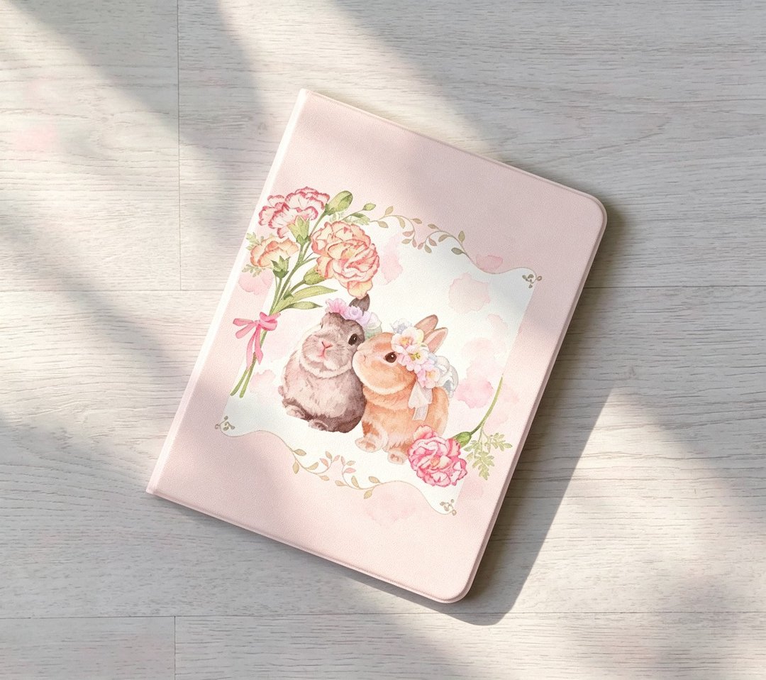 花环 兔子 iPad 保护套 壳 笔槽翻盖 11 代 Air 7 mini 7 pro 13 寸 - 平板/电脑保护壳 - 塑料 多色