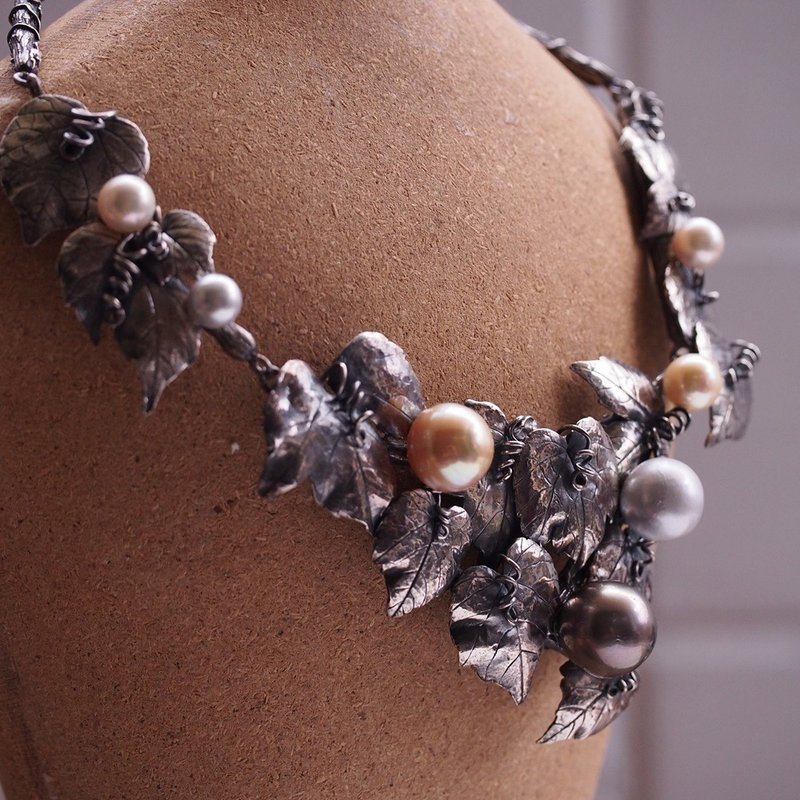 南洋珠 大溪地黑珍珠 大颗15mm Akoya珍珠 月光石 纯银 大项 - 项链 - 珍珠 银色