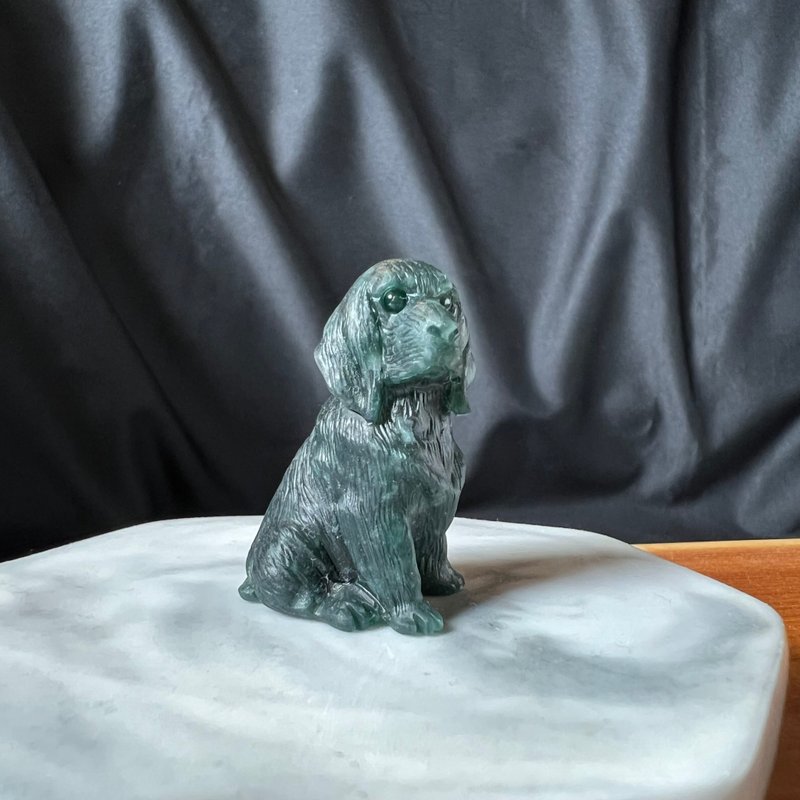 小萌宠 | 翡翠黄金猎犬摆件 - 摆饰 - 玉石 绿色