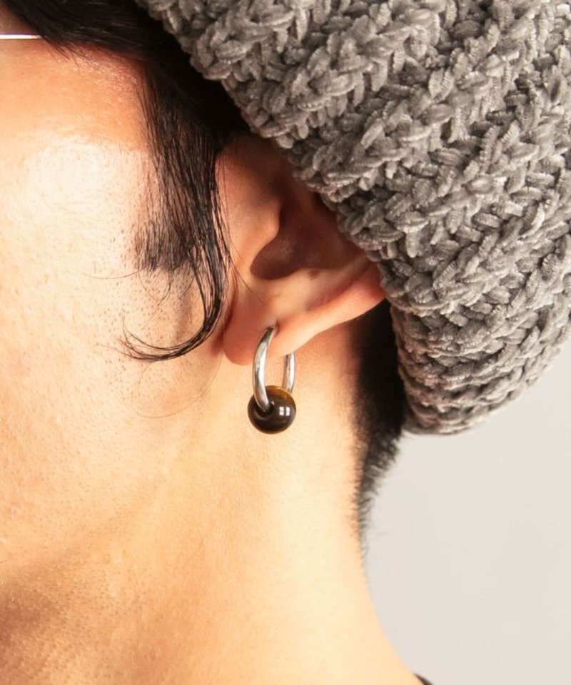 【热门预购】天然石男款圈环耳环  (4色) CJSZ5301 - 耳环/耳夹 - 不锈钢 