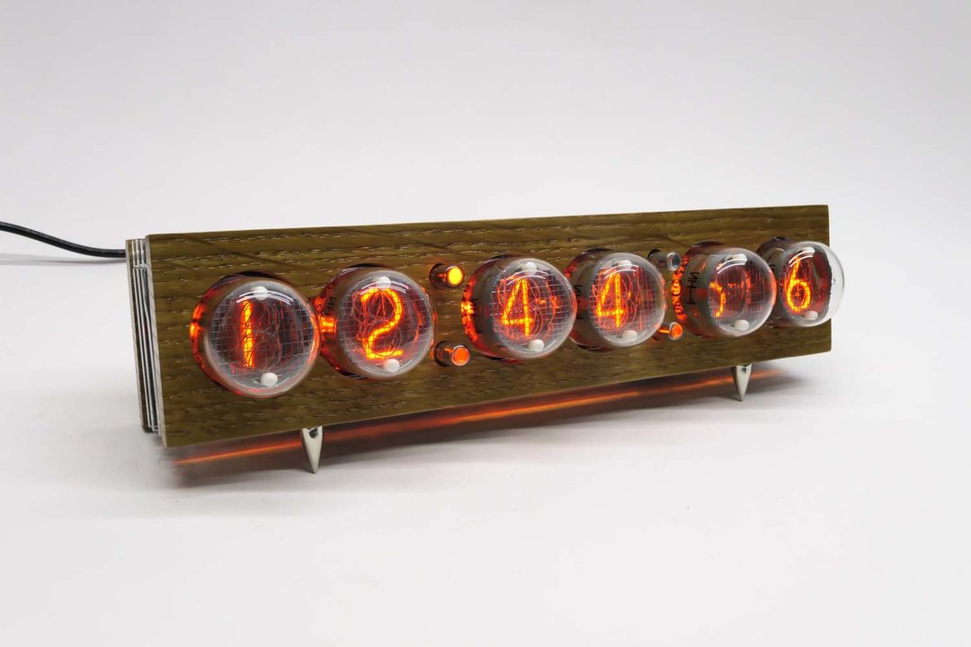 Wi-Fi Sonya IN-4 Nixie desk clock with wooden case - 数码小物 - 木头 卡其色