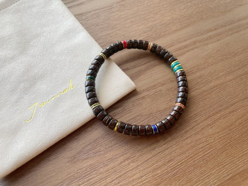 Journal-黑旋风 (纯天然原生椰蒂)中性风格直切药片文玩串串手链 - 手链/手环 - 植物．花 