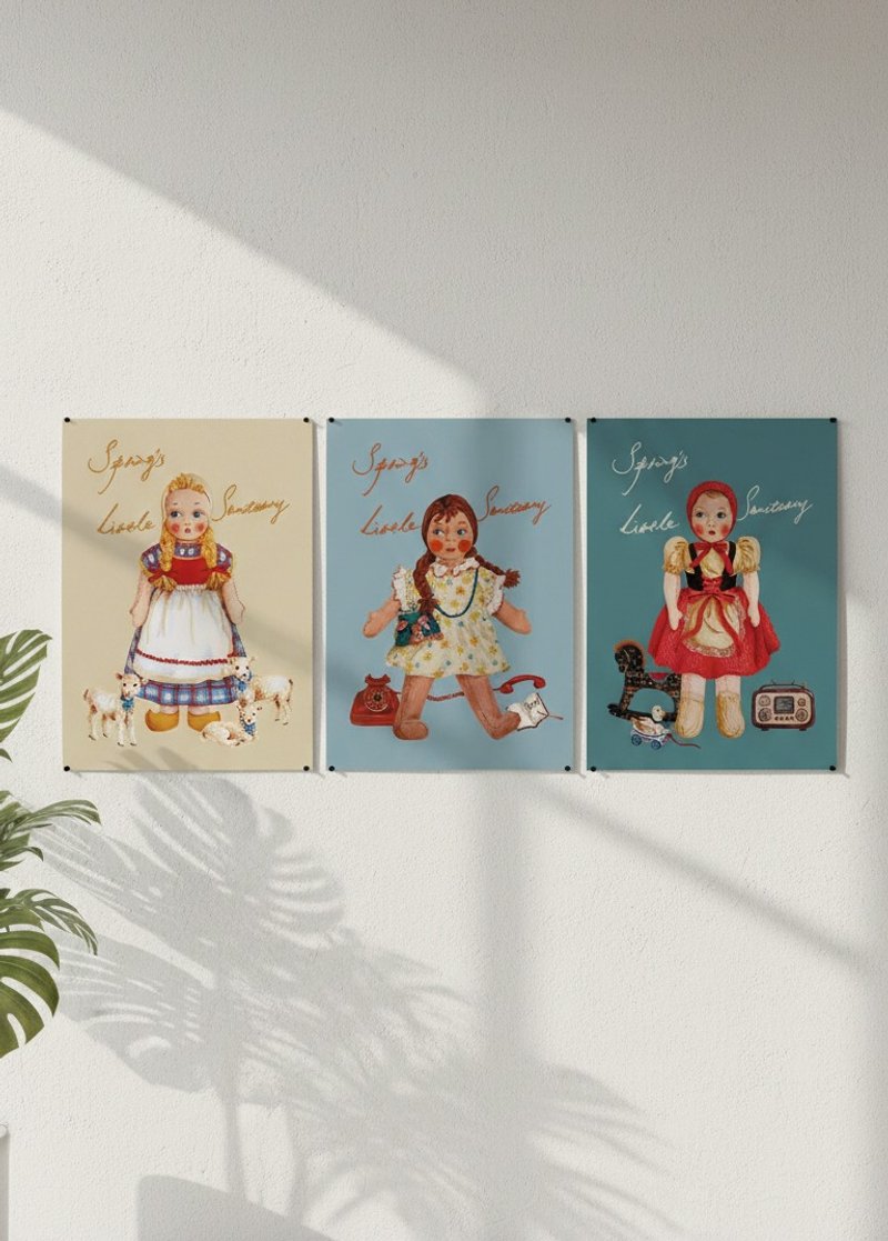 【Little Fairies】原创手绘欧洲古董娃娃插画复古海报 居家装饰 - 海报/装饰画/版画 - 纸 多色