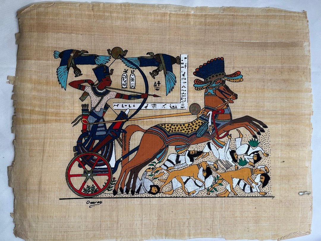 埃及纸纱草画-卡迭石战役与打猎 (约48x37厘米) - 海报/装饰画/版画 - 其他材质 