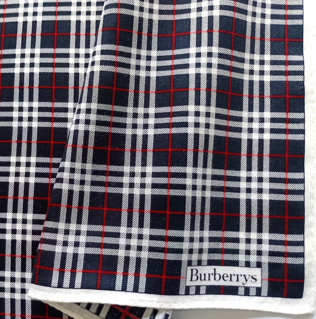 Burberry 古董手帕 口袋巾 蓝色格纹 19.5 x 19.5 英寸 - 手帕/方巾 - 棉 蓝色