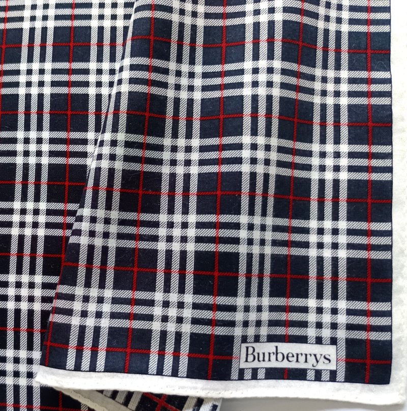 Burberry 古董手帕 口袋巾 蓝色格纹 19.5 x 19.5 英寸 - 手帕/方巾 - 棉．麻 蓝色