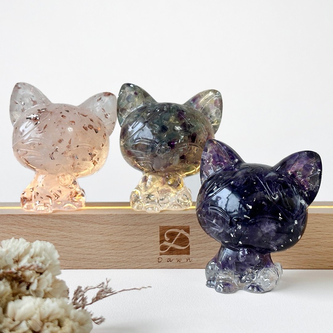智慧水晶微笑美短猫 L 号 猫奴 | 母亲节礼物 | 白水晶 - 摆饰 - 水晶 多色