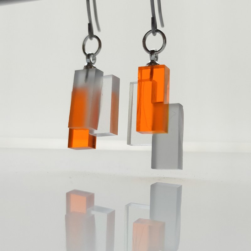 耳环 - 耳环/耳夹 - 塑料 橘色