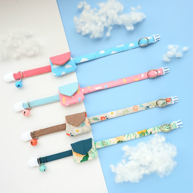AirTag 安全项圈 Air Jai 有一个小袋子，可以容纳 AirTag 或 NutMini。 - 项圈/牵绳 - 棉．麻 多色