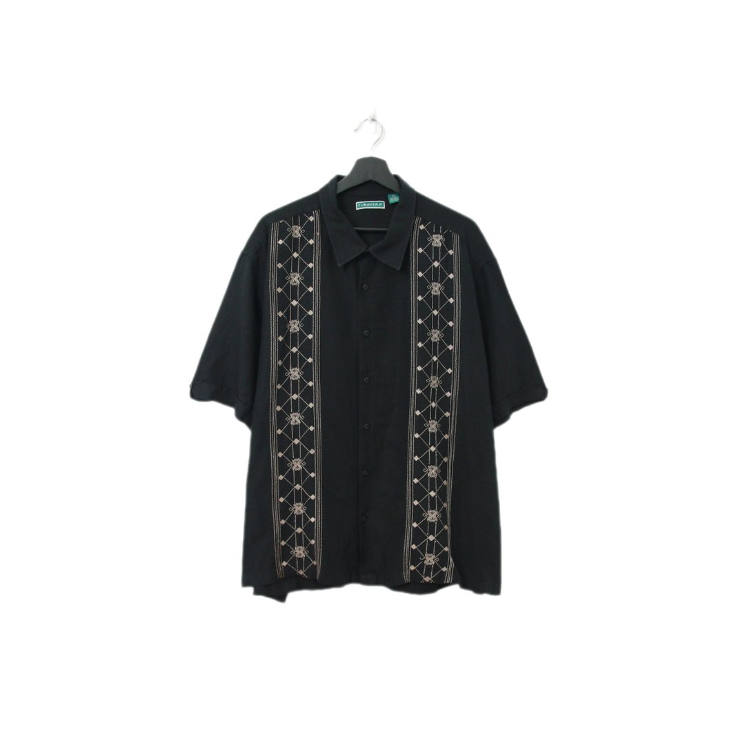 Back to Green-夏威夷衬衫 刺绣复古图腾 黑ht-10/vintage shirts - 男装衬衫 - 棉 