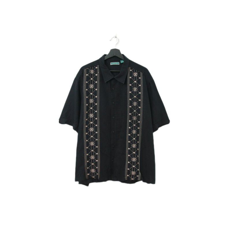 Back to Green-夏威夷衬衫 刺绣复古图腾 黑ht-10/vintage shirts - 男装衬衫 - 棉．麻 